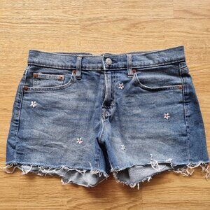 Gap Factory Denim Mid Rise Distressed Cut Off Shorts  Size 28